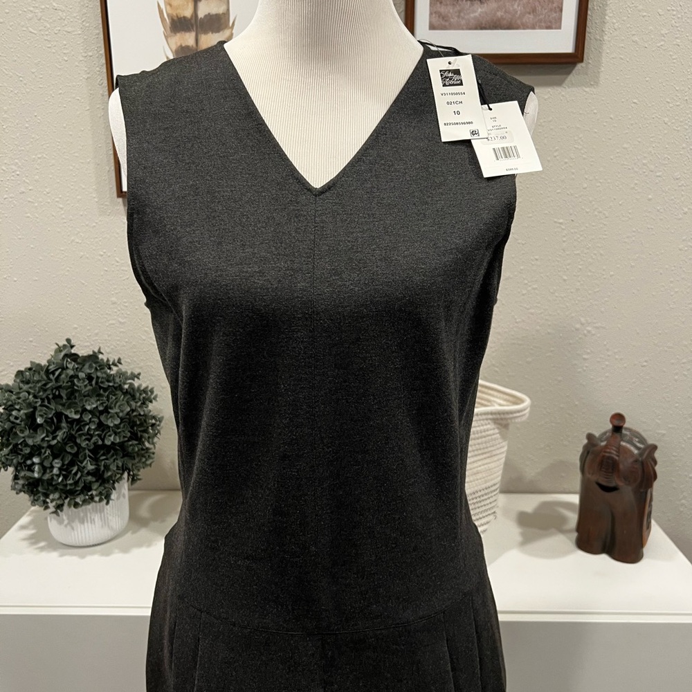 Vince for Saks Fifth Avenue Pleated Black/Charcoal Mini Dress Size 10 NWT - Picture 2 of 6